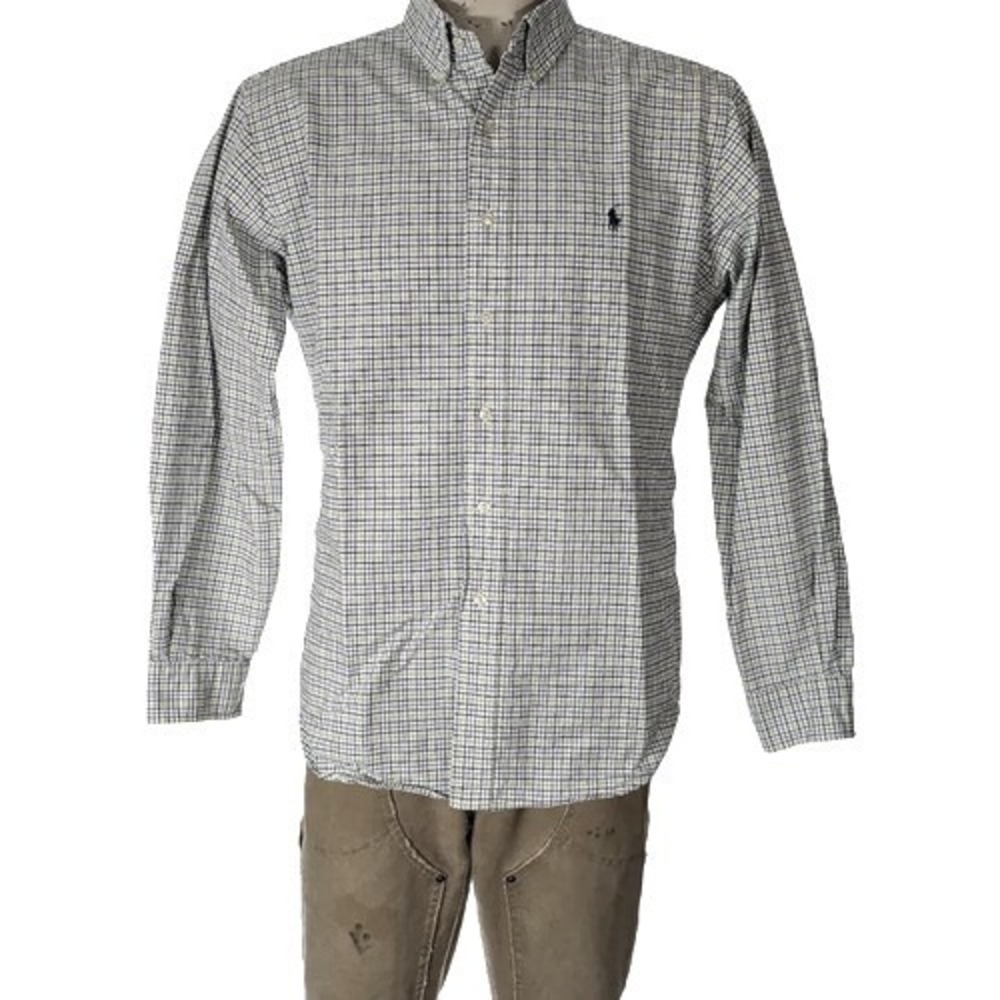Polo Ralph Lauren Oxford Classic Fit Green Plaid Button Down Shirt 16 34/35 EUC